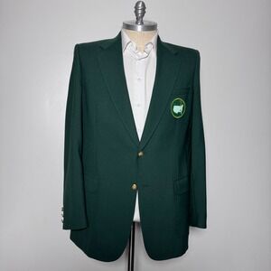 Kingsridge Blazer Mens 42L Green‎ Masters Golf Patch Two Button Gold Tone 16b